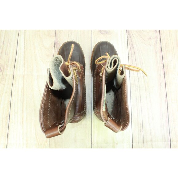 Vintage LL Bean Unlined Mid Calf Maine Hunting Shoe Duck Boots Leather 5 W - Picture 9 of 10